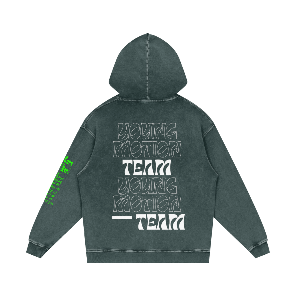 Young Motion Team Snow Washed Loose Cotton Hoodie