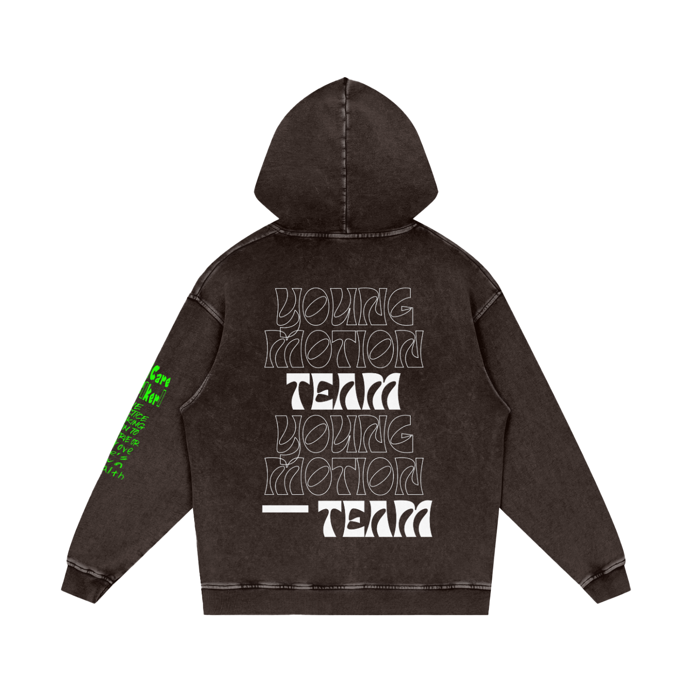 Young Motion Team Snow Washed Loose Cotton Hoodie