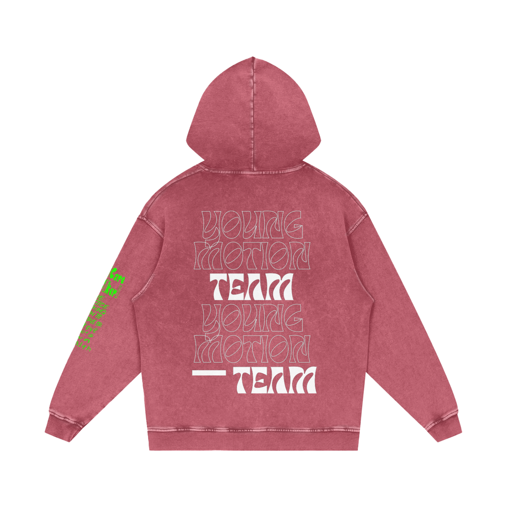 Young Motion Team Snow Washed Loose Cotton Hoodie
