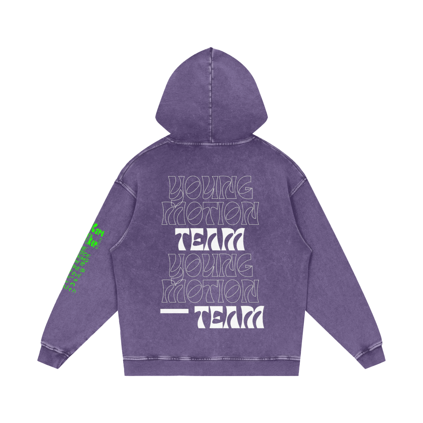 Young Motion Team Snow Washed Loose Cotton Hoodie