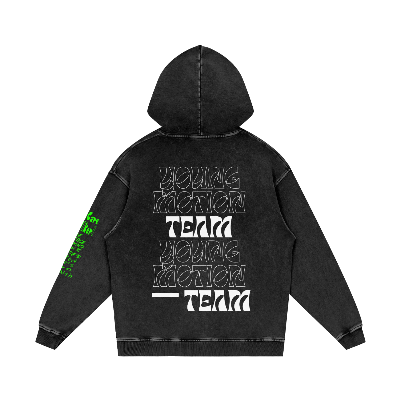 Young Motion Team Snow Washed Loose Cotton Hoodie