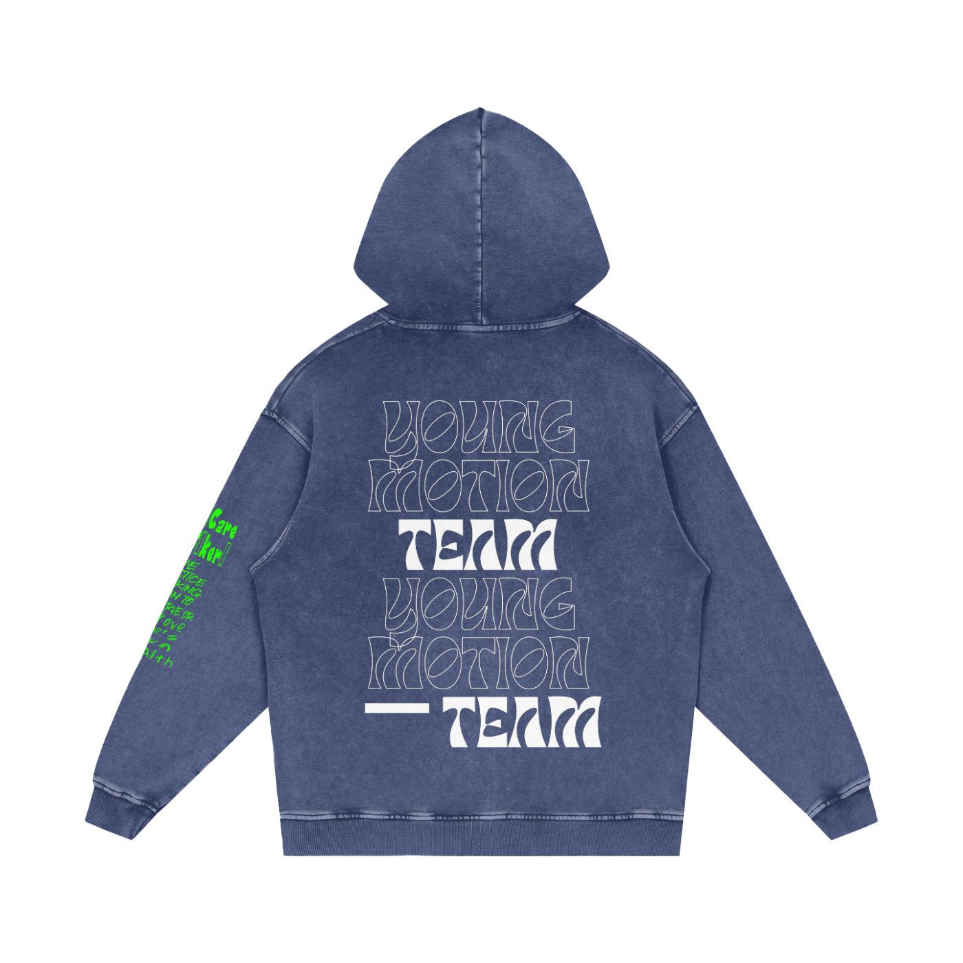 Young Motion Team Snow Washed Loose Cotton Hoodie