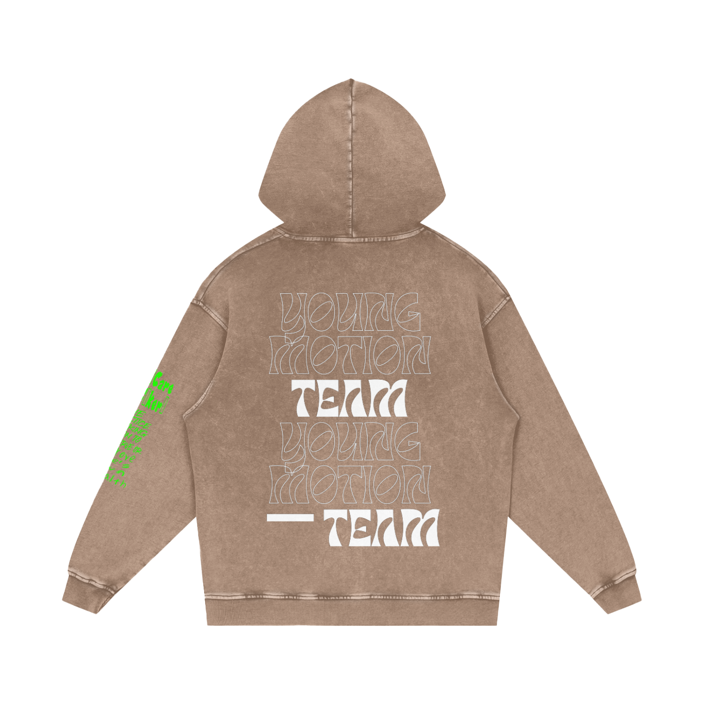 Young Motion Team Snow Washed Loose Cotton Hoodie